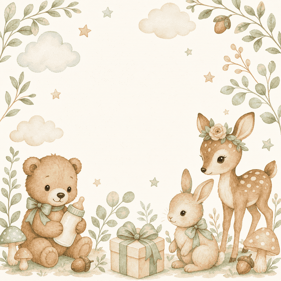 Watercolor woodland baby shower animals